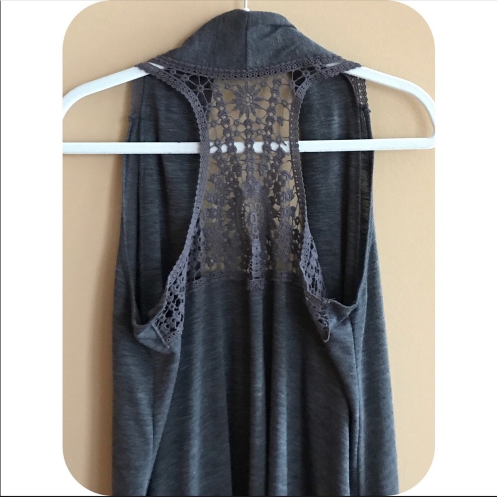 Charcoal gray vest with lace back